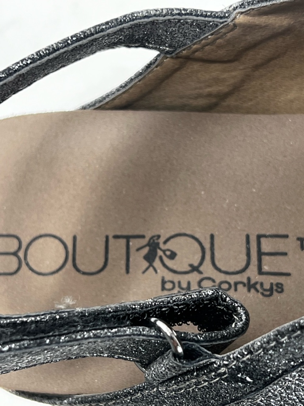 Corkys Metallic Silver Wedge Sandals with Cork Platform - Picture 9 of 10